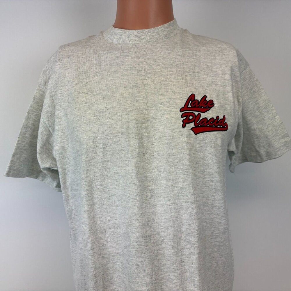 Vintage 90s Lace Placid T Shirt Mens Size L Grey New York Single Stitch